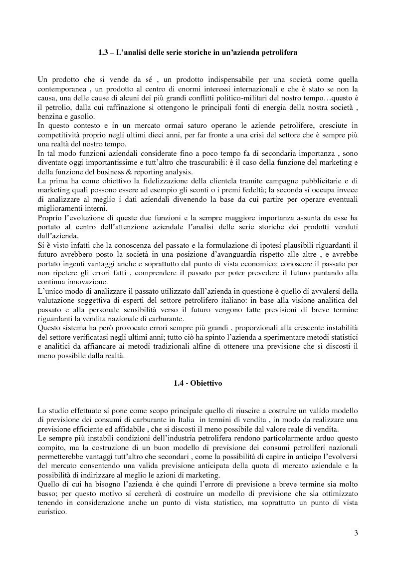 Anteprima della tesi: Modello di previsione della vendita di benzina e gasolio in Italia, Pagina 2