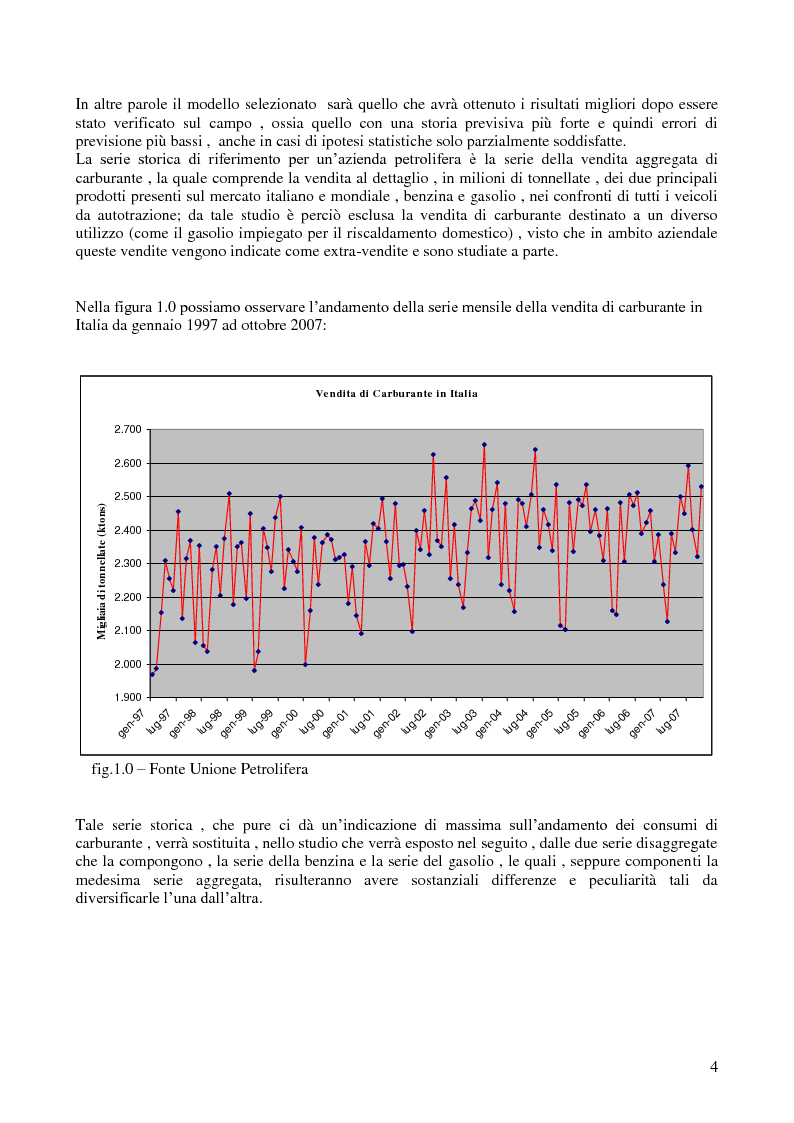 Anteprima della tesi: Modello di previsione della vendita di benzina e gasolio in Italia, Pagina 3