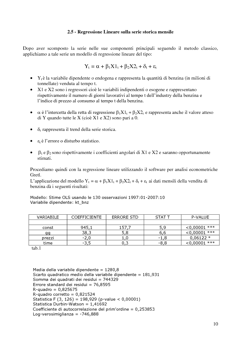 Anteprima della tesi: Modello di previsione della vendita di benzina e gasolio in Italia, Pagina 9