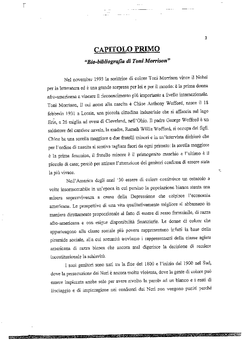 Anteprima della tesi: La musica nelle parole: il Jazz di Toni Morrison, Pagina 1