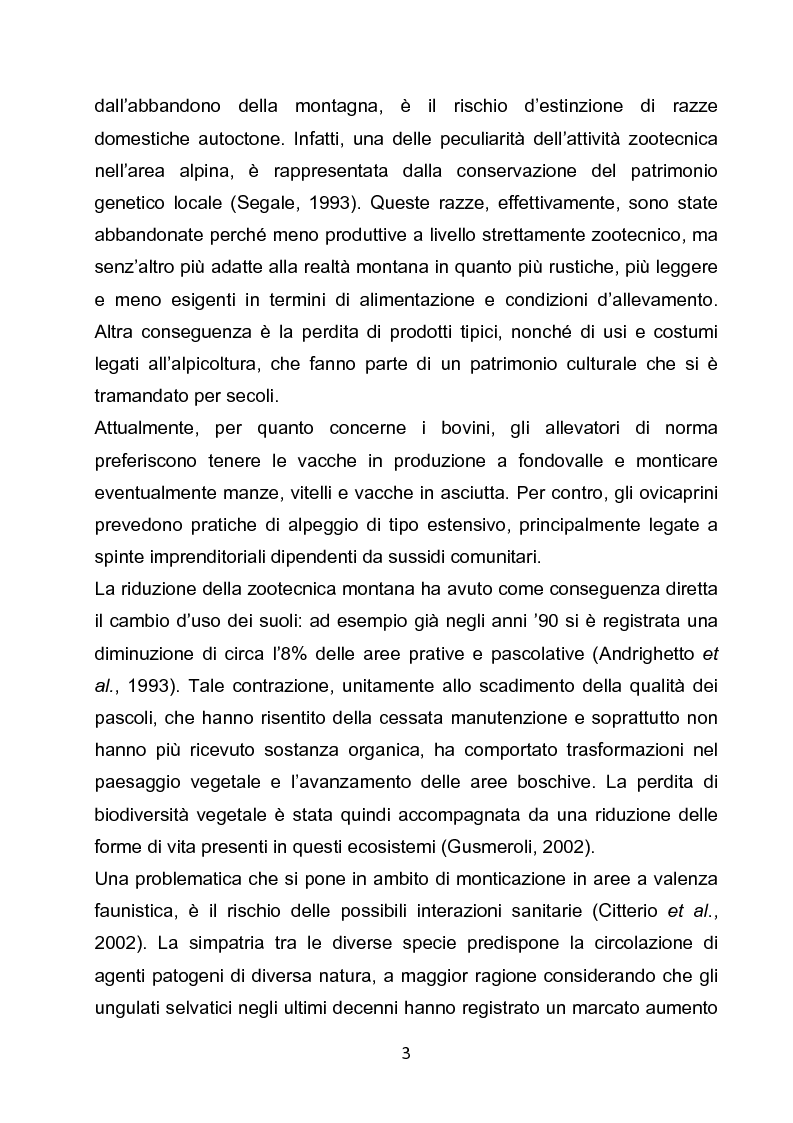 Anteprima della tesi: Monticazione e fauna selvatica: problematiche e proposte gestionali. Analisi di un'area campione nell'Alta Valsesia (VC)., Pagina 2