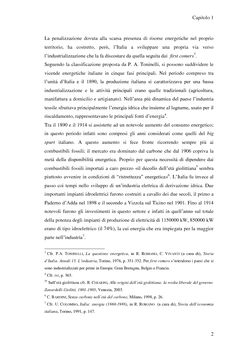 Anteprima della tesi: L'elaborazione delle politiche energetiche in Italia dal dopoguerra alla fine degli anni Ottanta, Pagina 2