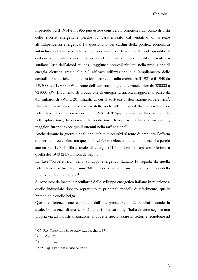 Anteprima della tesi: L'elaborazione delle politiche energetiche in Italia dal dopoguerra alla fine degli anni Ottanta, Pagina 3