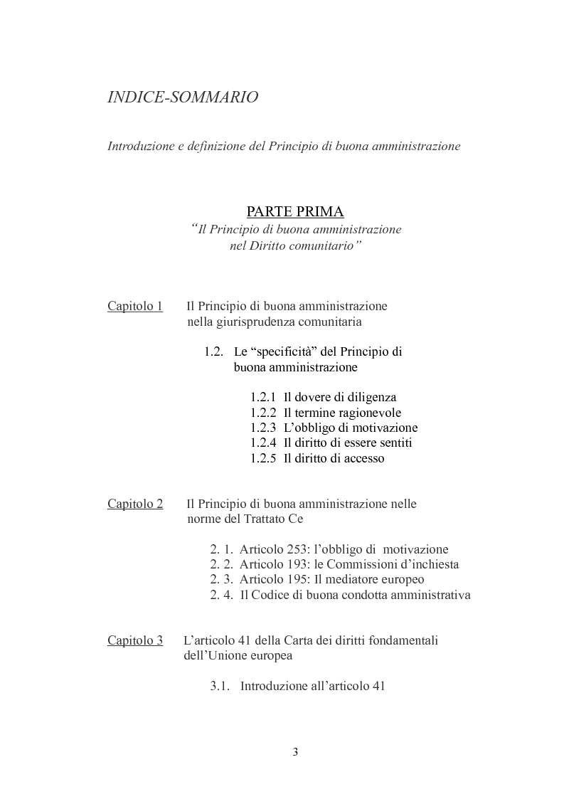 Indice della tesi: Il principio di buona amministrazione, Pagina 1
