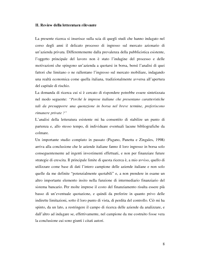 Anteprima della tesi: Le aziende italiane e la bassa propensione all’ingresso nel mercato azionario: un’indagine sulle motivazioni, Pagina 6