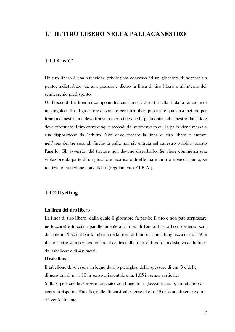 Anteprima della tesi: La prestazione nel tiro libero della pallacanestro nella condizione immaginativa, imitativa e simulativa, Pagina 4