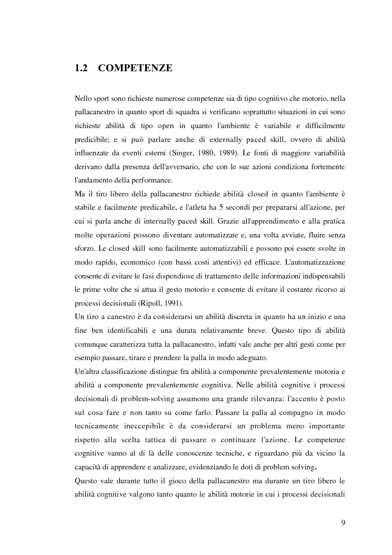 Anteprima della tesi: La prestazione nel tiro libero della pallacanestro nella condizione immaginativa, imitativa e simulativa, Pagina 6