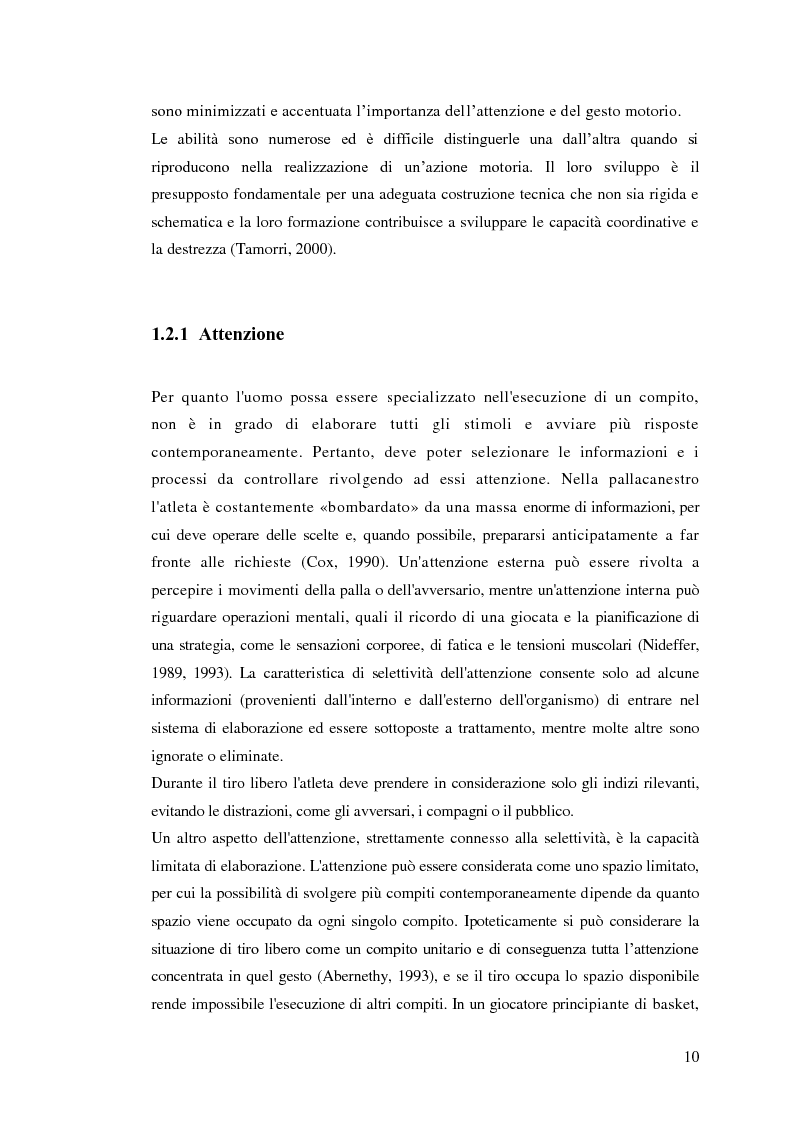 Anteprima della tesi: La prestazione nel tiro libero della pallacanestro nella condizione immaginativa, imitativa e simulativa, Pagina 7
