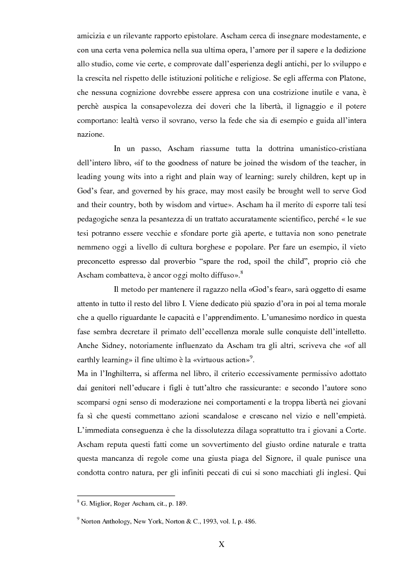 Anteprima della tesi: ''THE SCHOLEMASTER'': Traduzione e cura del trattato sull'educazione dei giovani e sull'insegnamento del latino dell'umanista inglese Roger Ascham, Pagina 10