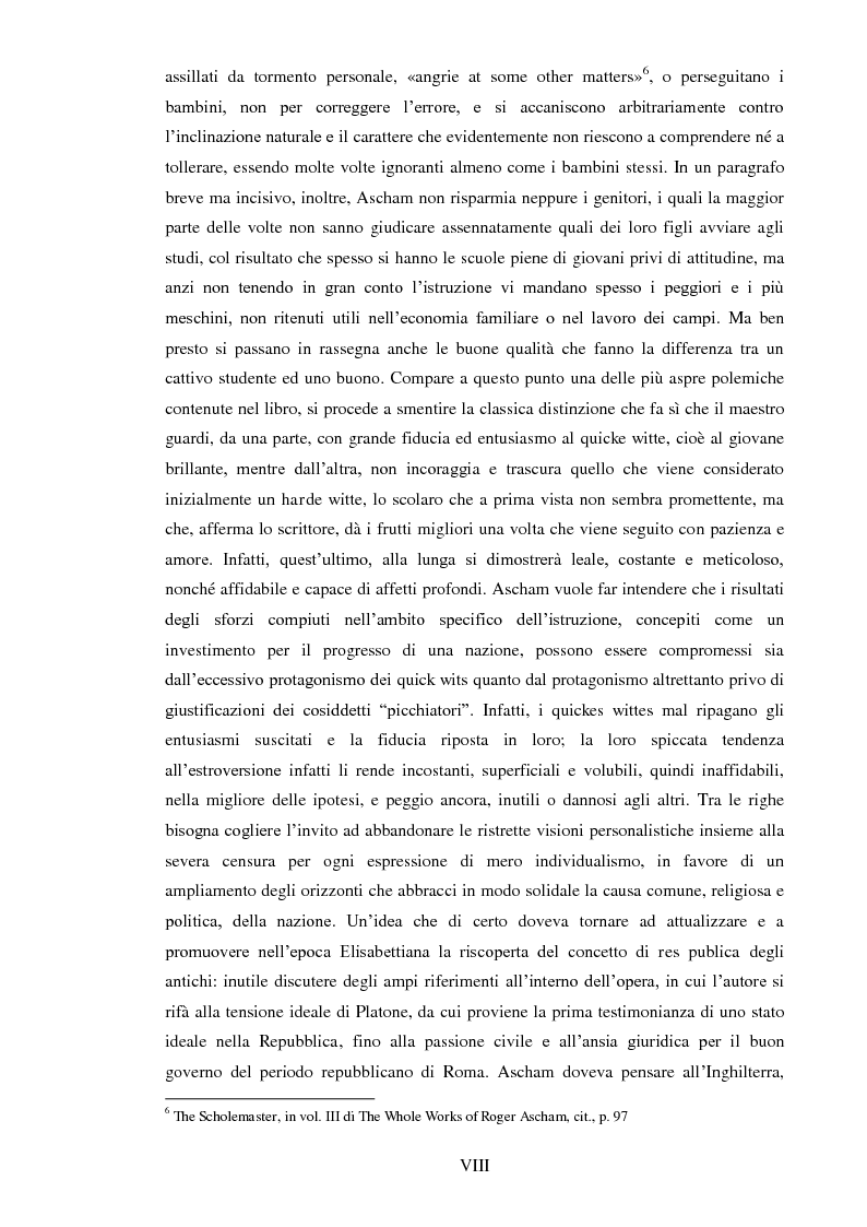 Anteprima della tesi: ''THE SCHOLEMASTER'': Traduzione e cura del trattato sull'educazione dei giovani e sull'insegnamento del latino dell'umanista inglese Roger Ascham, Pagina 8