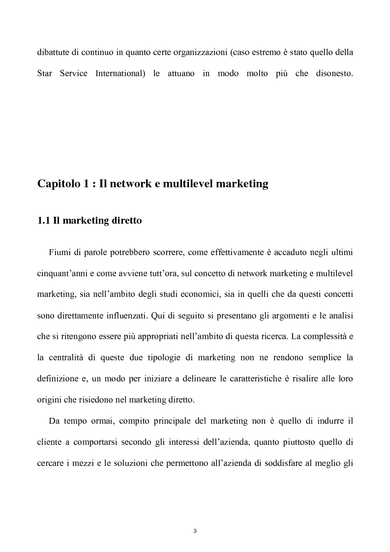 Anteprima della tesi: Network e multilevel marketing - Un gioco dove tutti vincono, Pagina 3