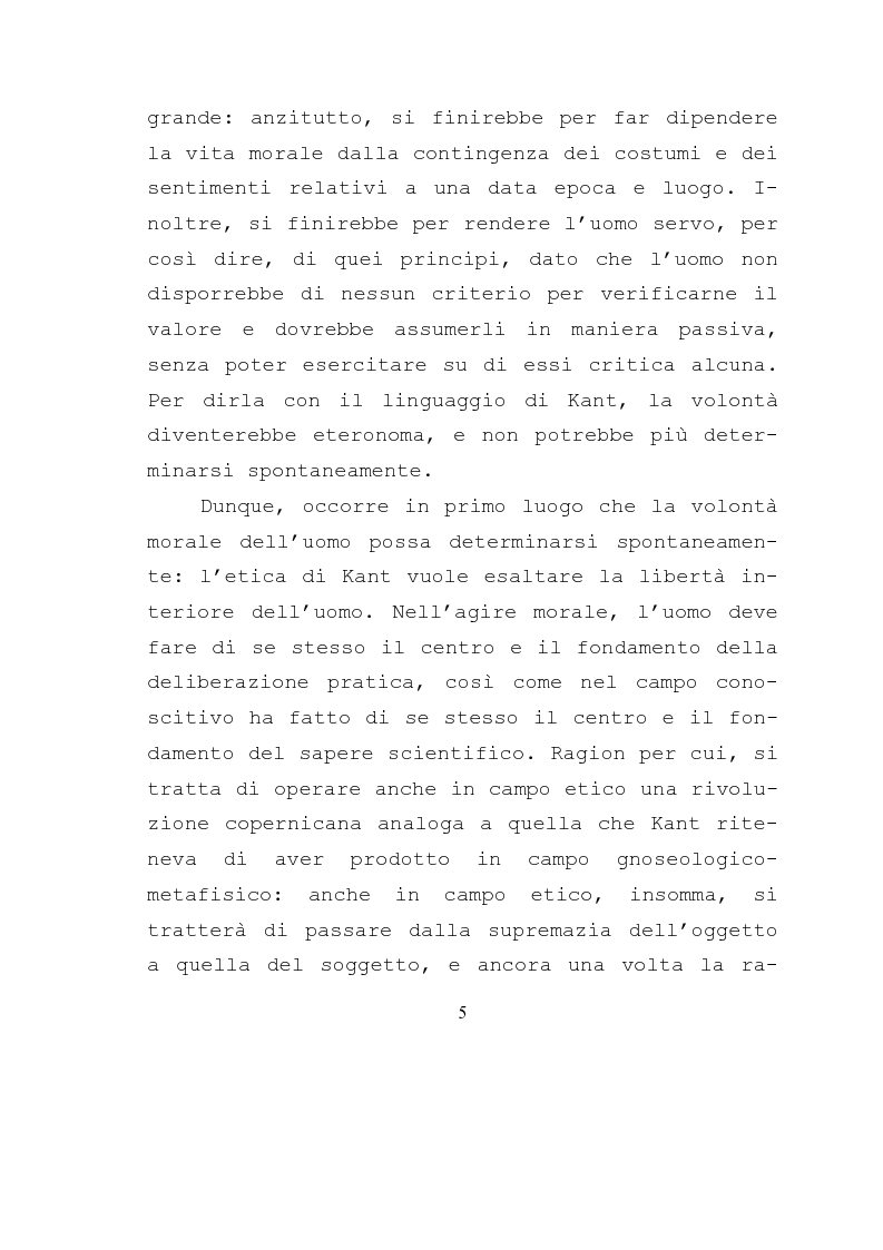 Anteprima della tesi: Libertà e ragione nell'ambito dell'azione morale. Analisi dell'etica di Kant., Pagina 3