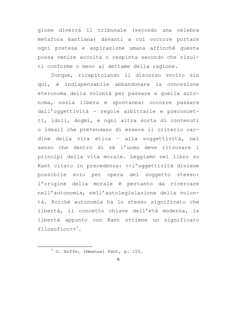 Anteprima della tesi: Libertà e ragione nell'ambito dell'azione morale. Analisi dell'etica di Kant., Pagina 4
