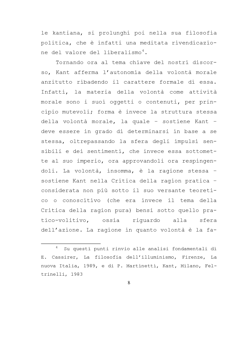 Anteprima della tesi: Libertà e ragione nell'ambito dell'azione morale. Analisi dell'etica di Kant., Pagina 6