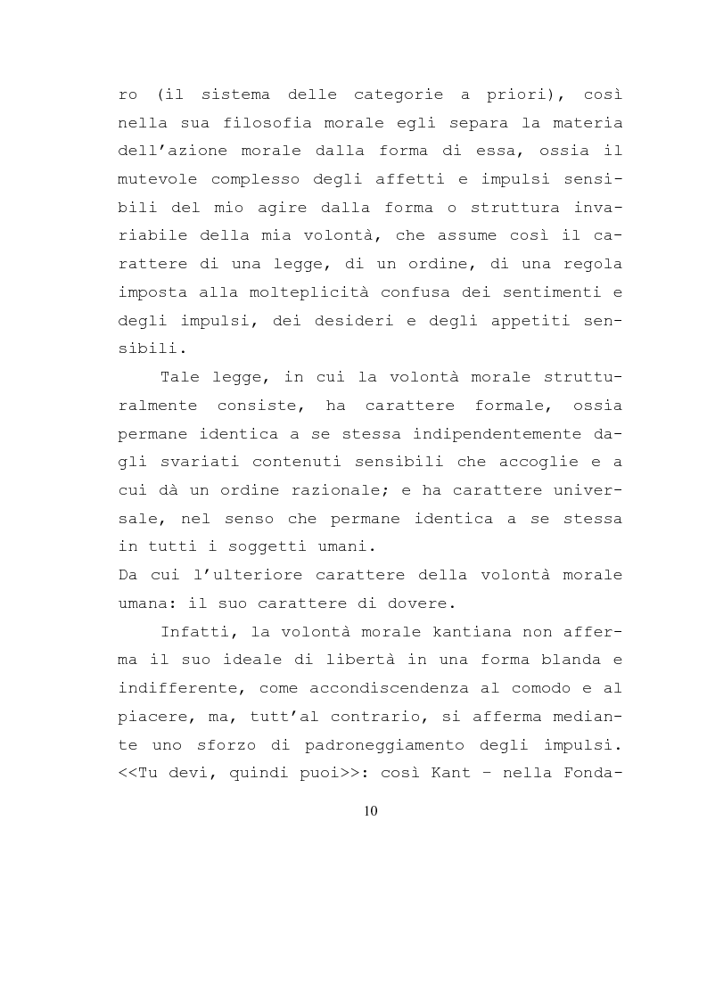 Anteprima della tesi: Libertà e ragione nell'ambito dell'azione morale. Analisi dell'etica di Kant., Pagina 8