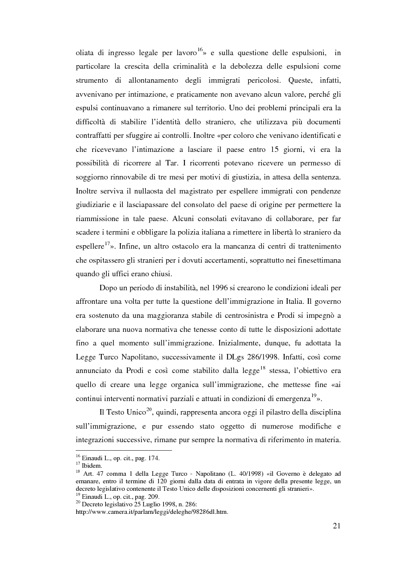 Anteprima della tesi: Immigrazione e democrazia: l'esperienza italiana in una cornice internazionale, Pagina 14
