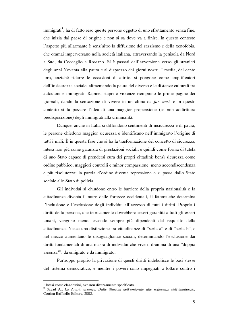 Anteprima della tesi: Immigrazione e democrazia: l'esperienza italiana in una cornice internazionale, Pagina 2