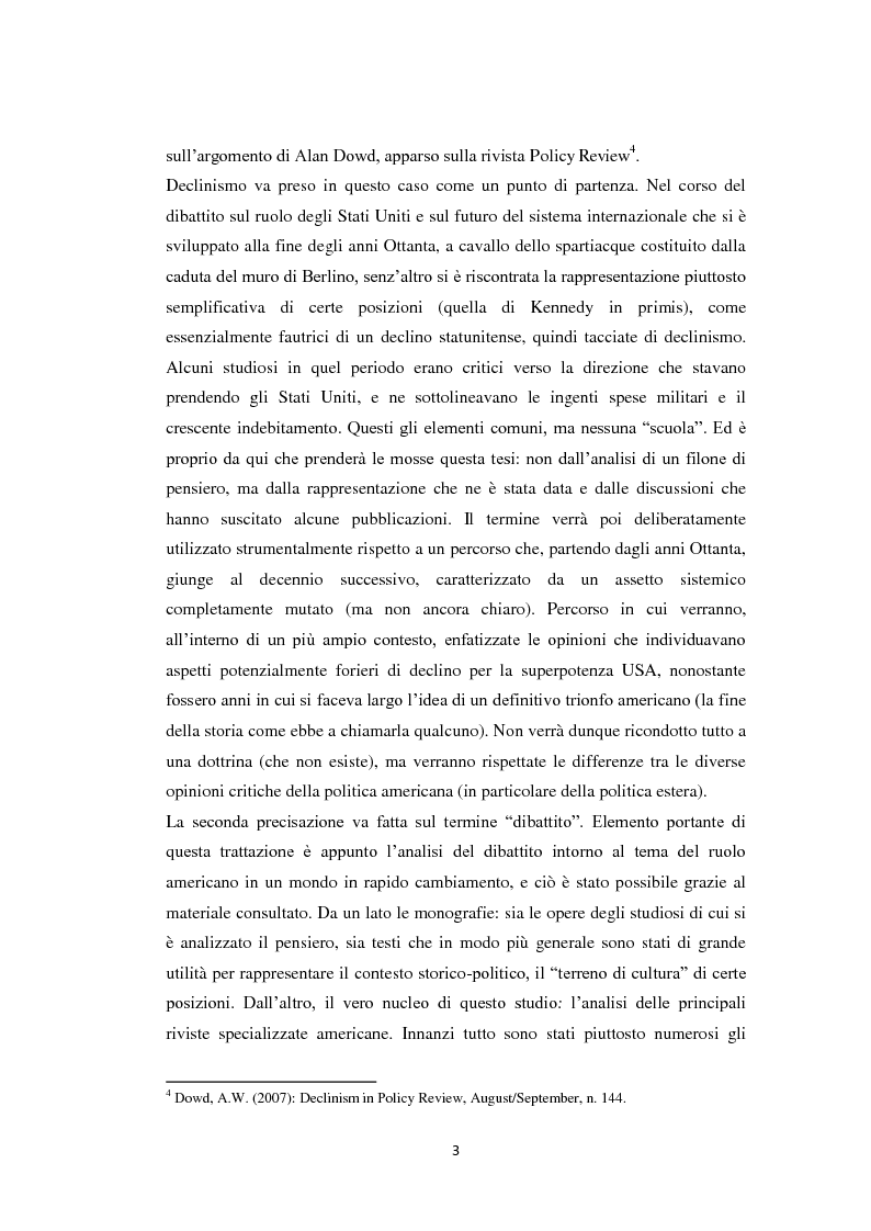 Anteprima della tesi: Declinismo. Il dibattito sul declino degli Stati Uniti tra la fine della guerra fredda e l'inizio dell'era post-bipolare., Pagina 3