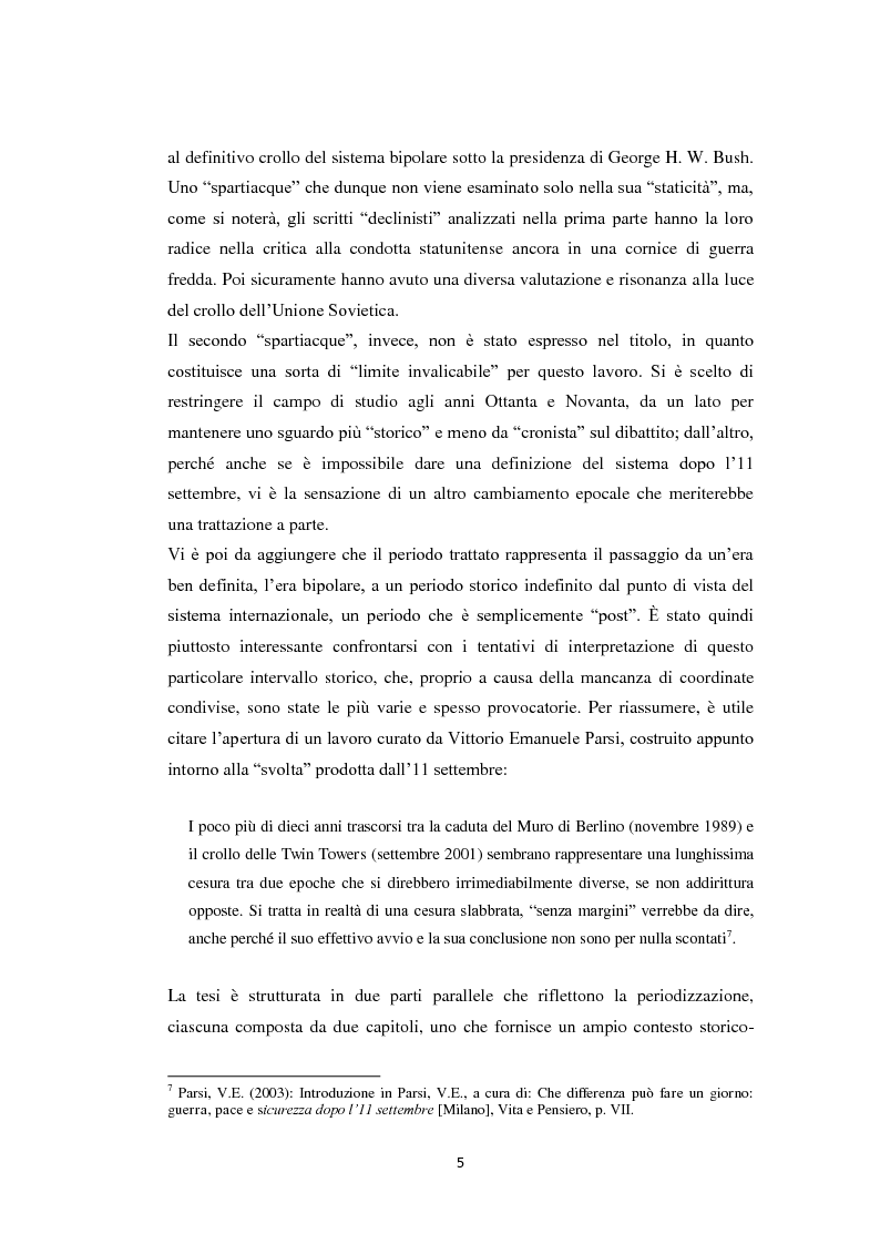 Anteprima della tesi: Declinismo. Il dibattito sul declino degli Stati Uniti tra la fine della guerra fredda e l'inizio dell'era post-bipolare., Pagina 5