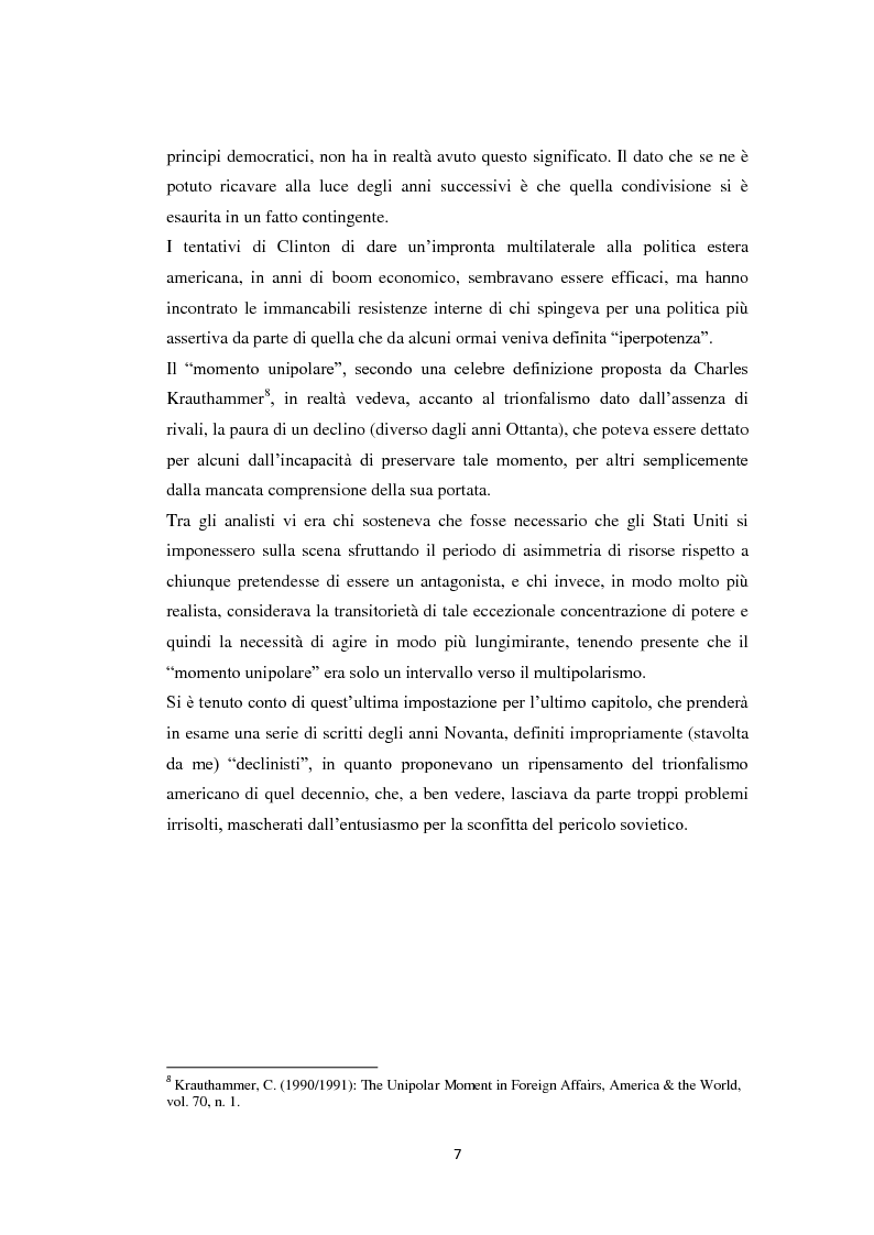 Anteprima della tesi: Declinismo. Il dibattito sul declino degli Stati Uniti tra la fine della guerra fredda e l'inizio dell'era post-bipolare., Pagina 7
