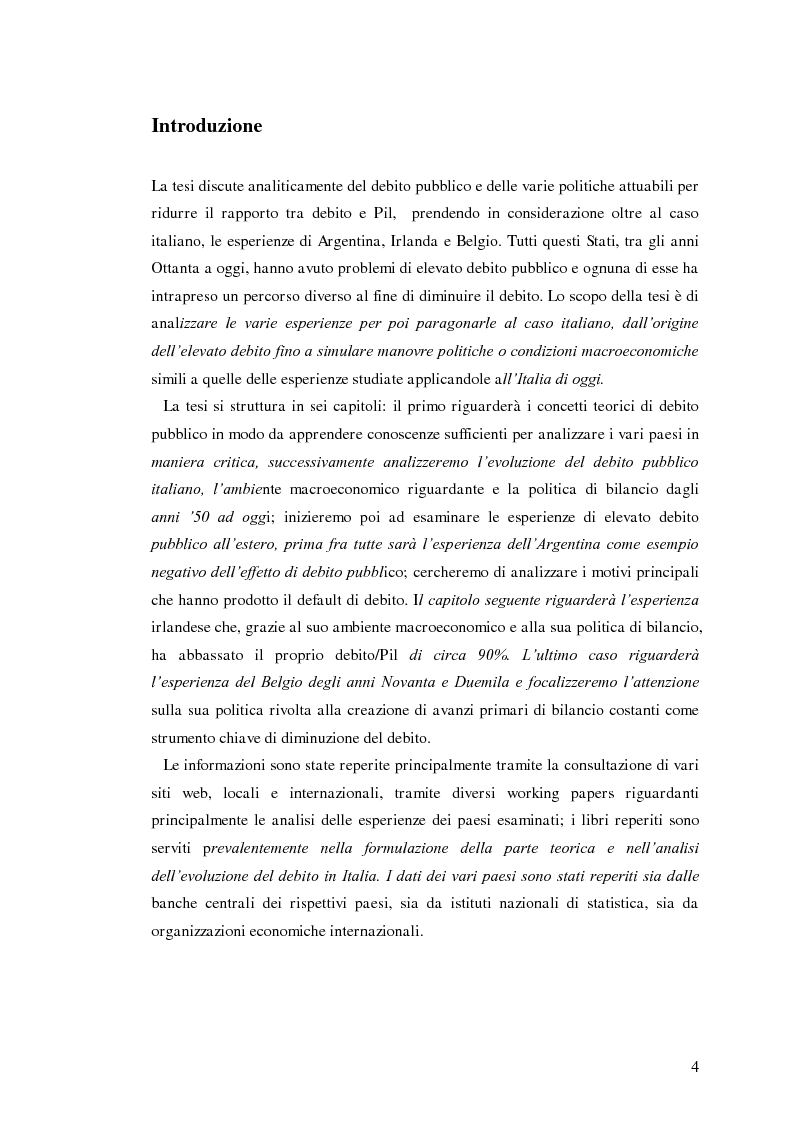 Anteprima della tesi: Il debito pubblico: paragone tra il caso italiano e le esperienze di Argentina, Irlanda e Belgio, Pagina 2
