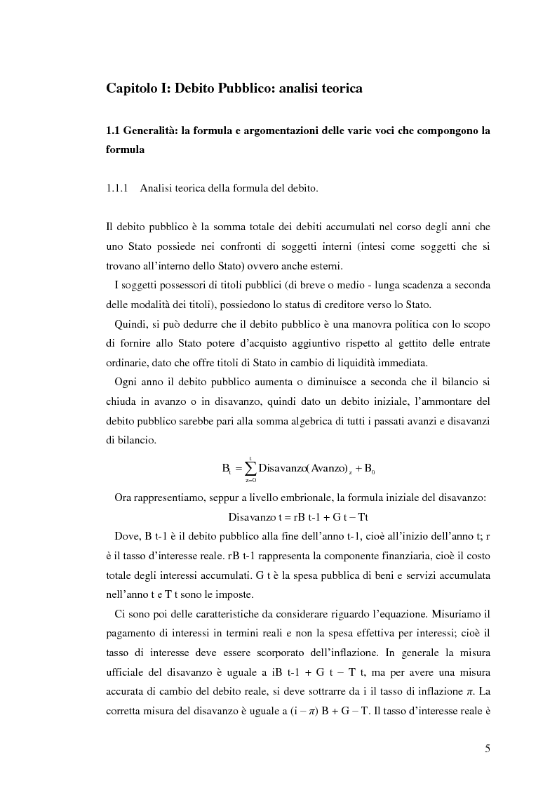 Anteprima della tesi: Il debito pubblico: paragone tra il caso italiano e le esperienze di Argentina, Irlanda e Belgio, Pagina 3