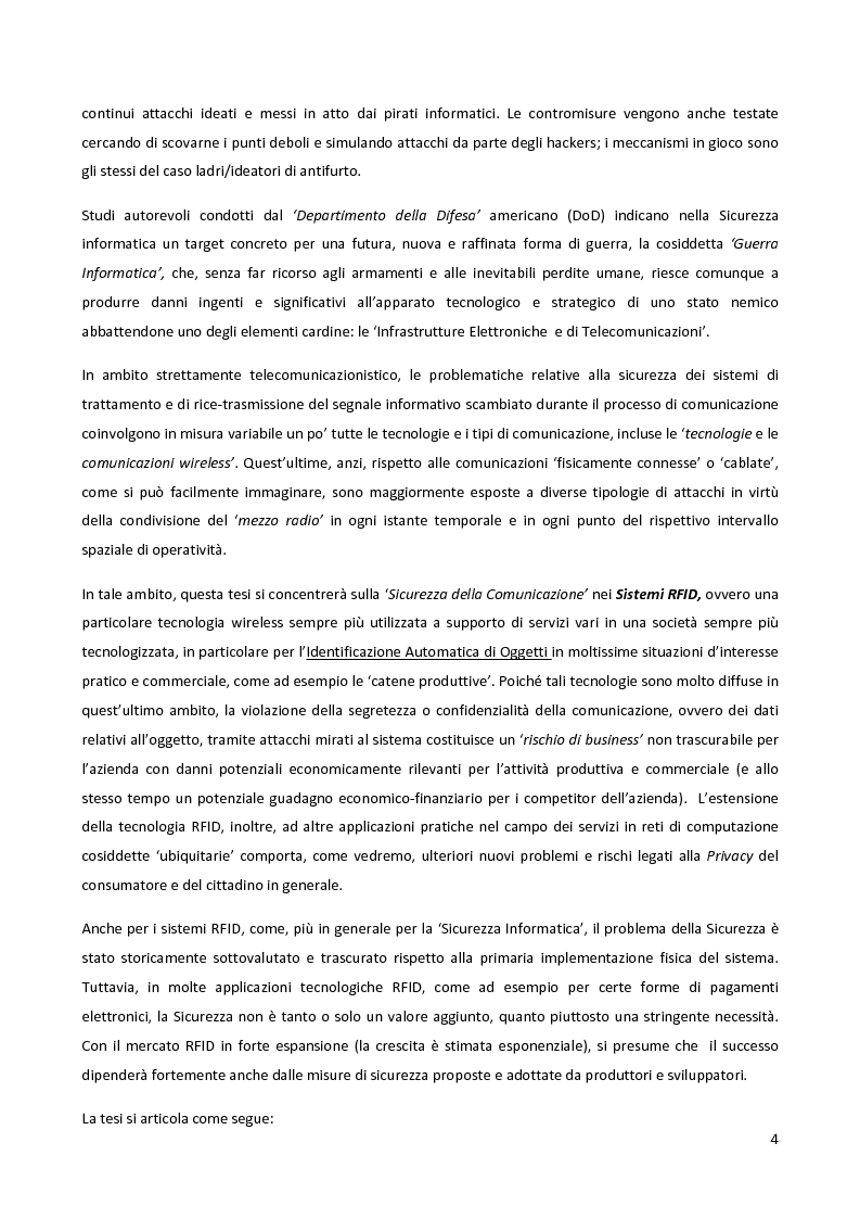 Anteprima della tesi: Meccanismi di sicurezza e privacy per sistemi RFID, Pagina 2