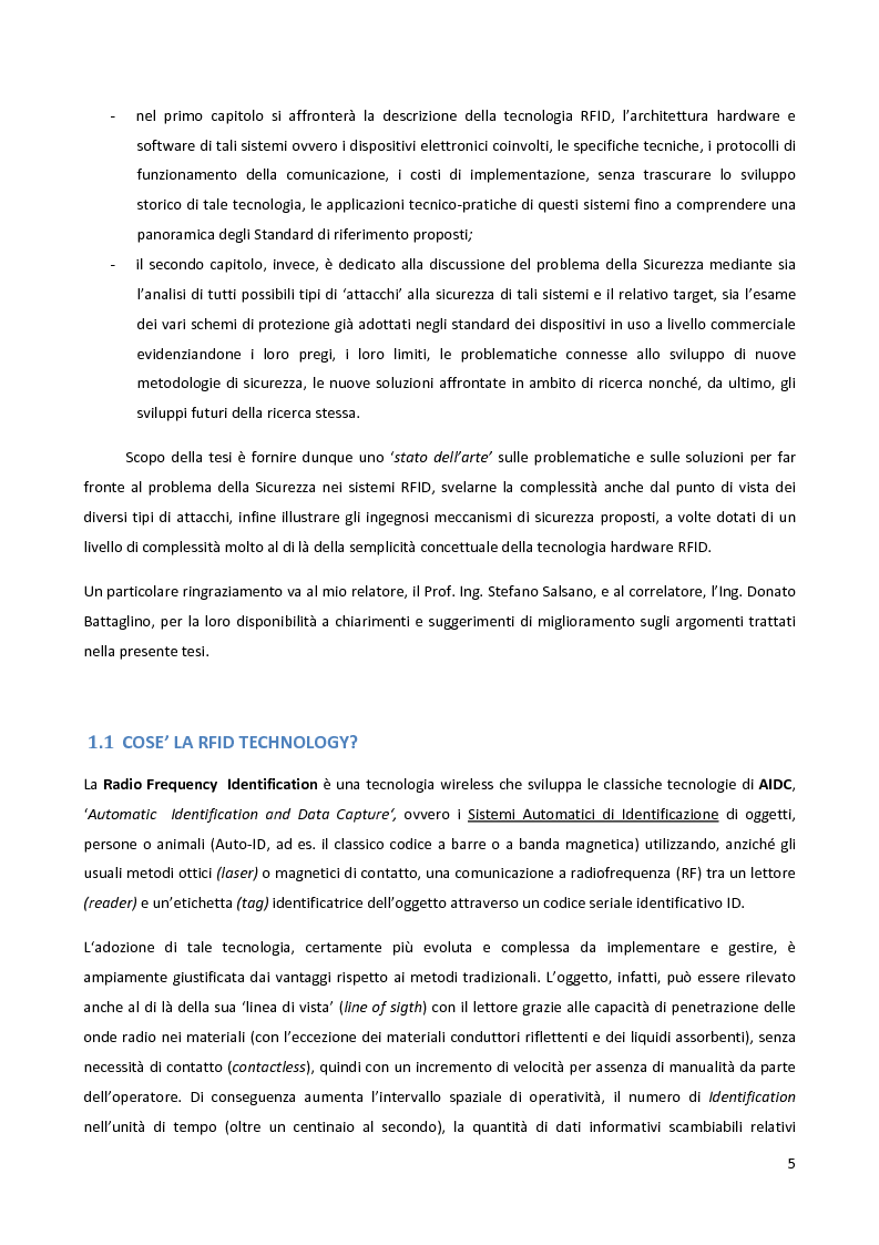 Anteprima della tesi: Meccanismi di sicurezza e privacy per sistemi RFID, Pagina 3