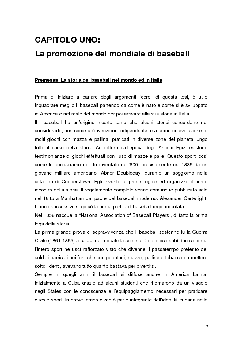 Anteprima della tesi: Il mondiale di baseball in Italia: l'evento come traino di una pratica sportiva emergente, Pagina 3
