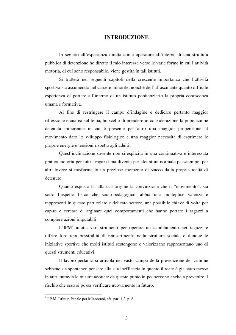 Anteprima della tesi: L’attività motoria all'interno dell'I.P.M. come strumento di integrazione psico-fisica, Pagina 3