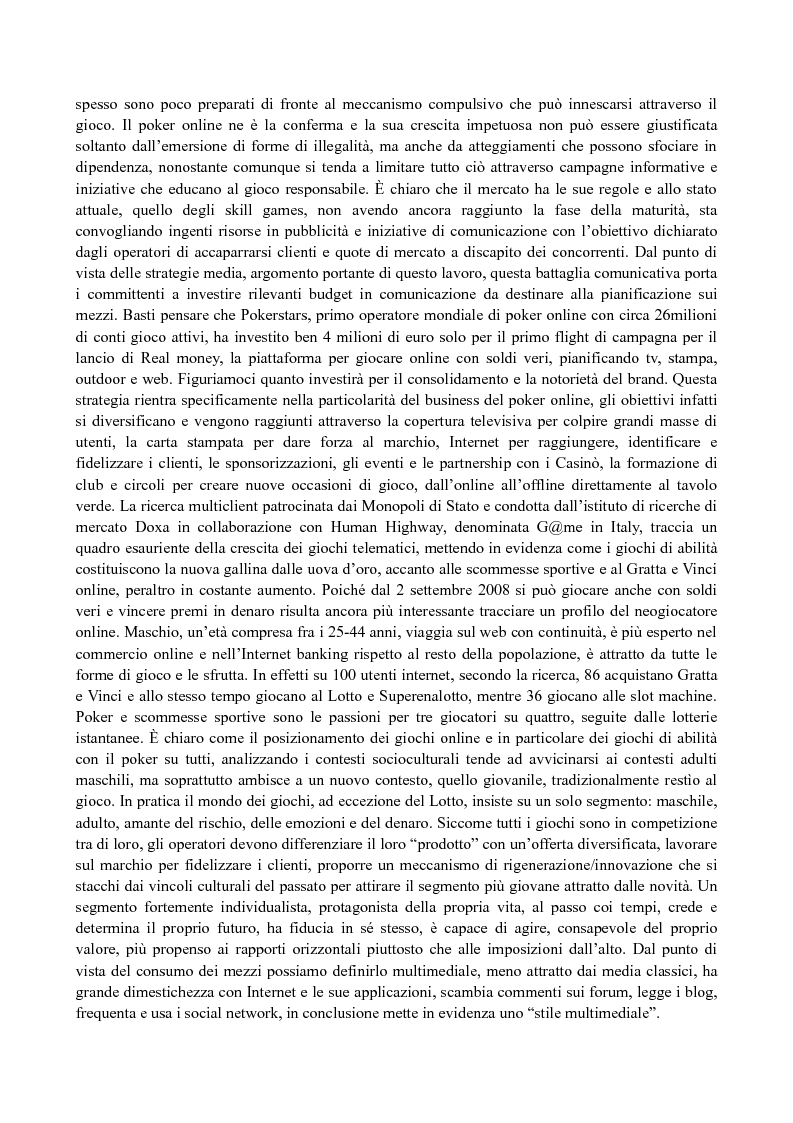 Anteprima della tesi: Il media planning nel mercato dei giochi di abilità a distanza: il fenomeno del poker online, Pagina 3