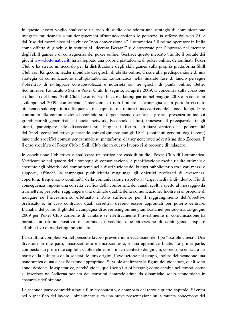 Anteprima della tesi: Il media planning nel mercato dei giochi di abilità a distanza: il fenomeno del poker online, Pagina 4