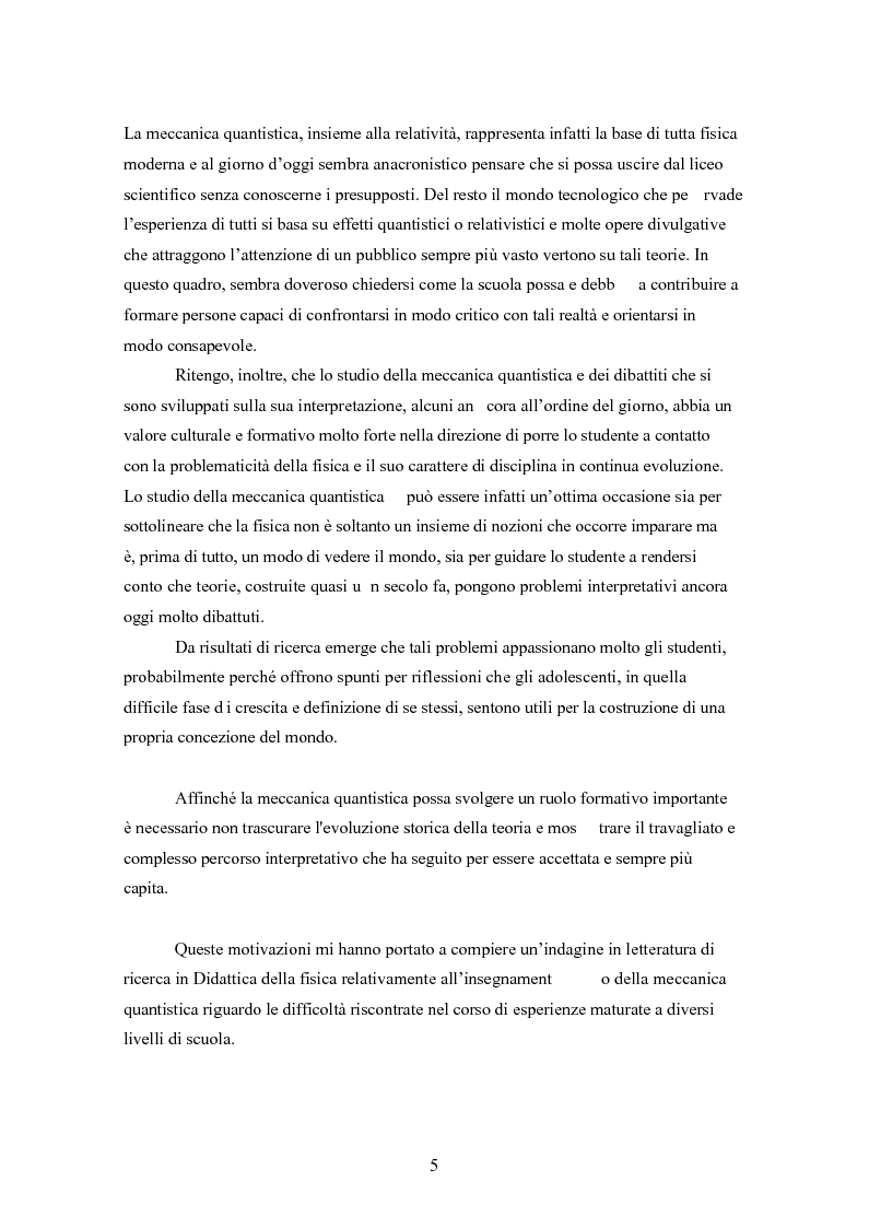 Anteprima della tesi: Un progetto di insegnamento della meccanica quantistica a livello di scuola secondaria superiore: alla ricerca di un formalismo possibile, Pagina 5