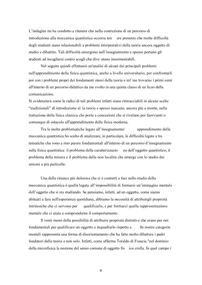 Anteprima della tesi: Un progetto di insegnamento della meccanica quantistica a livello di scuola secondaria superiore: alla ricerca di un formalismo possibile, Pagina 6