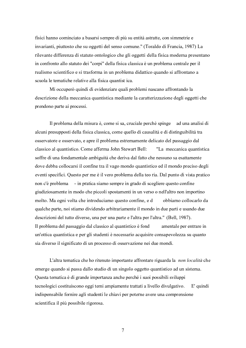 Anteprima della tesi: Un progetto di insegnamento della meccanica quantistica a livello di scuola secondaria superiore: alla ricerca di un formalismo possibile, Pagina 7
