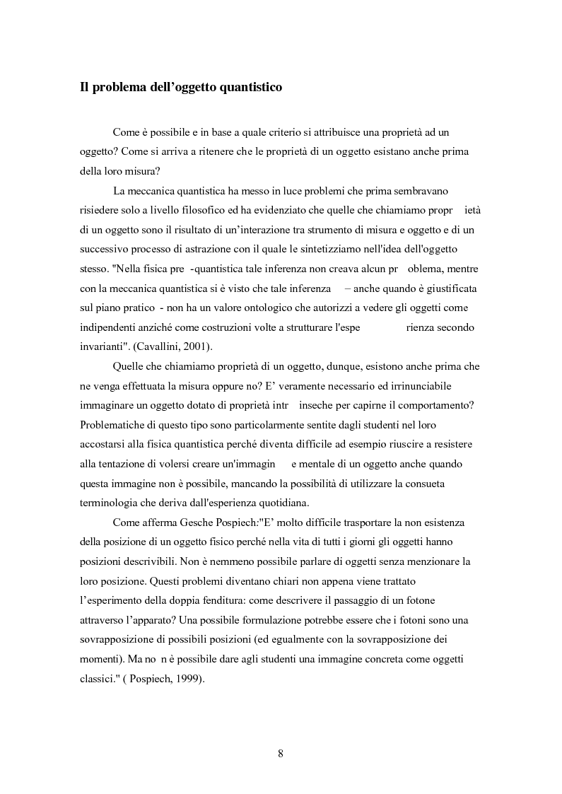 Anteprima della tesi: Un progetto di insegnamento della meccanica quantistica a livello di scuola secondaria superiore: alla ricerca di un formalismo possibile, Pagina 8