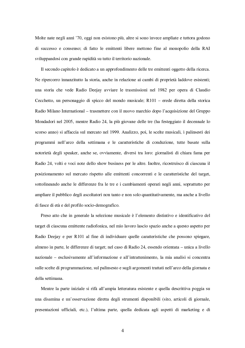 Anteprima della tesi: Radio Deejay, R101 e Radio 24 - A confronto tre strategie di successo nel panorama radiofonico nazionale, Pagina 2