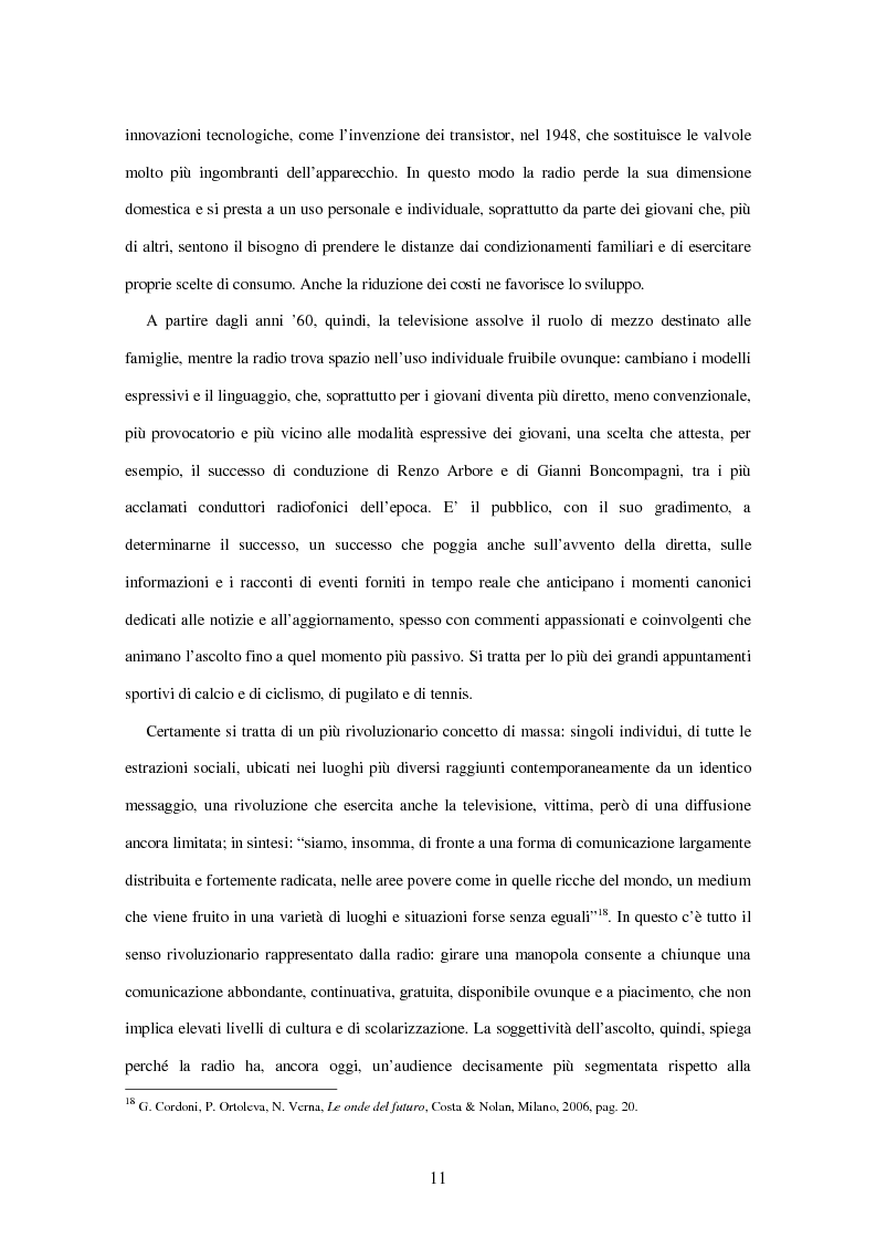 Anteprima della tesi: Radio Deejay, R101 e Radio 24 - A confronto tre strategie di successo nel panorama radiofonico nazionale, Pagina 9
