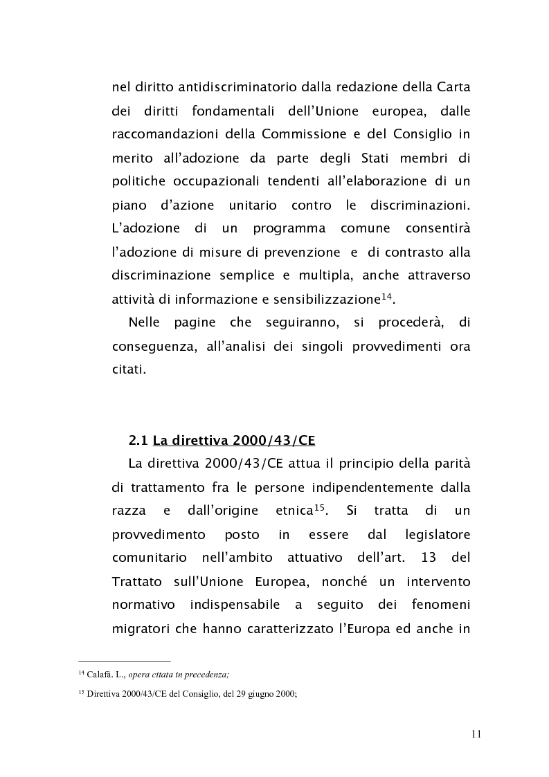 Anteprima della tesi: Diritto antidiscriminatorio: quadro normativo e problemi applicativi, Pagina 11
