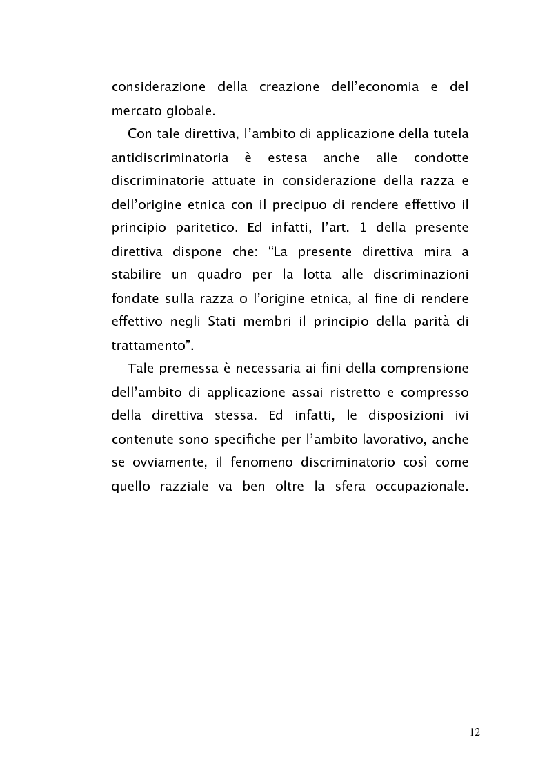 Anteprima della tesi: Diritto antidiscriminatorio: quadro normativo e problemi applicativi, Pagina 12