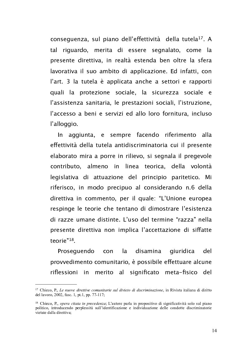 Anteprima della tesi: Diritto antidiscriminatorio: quadro normativo e problemi applicativi, Pagina 14