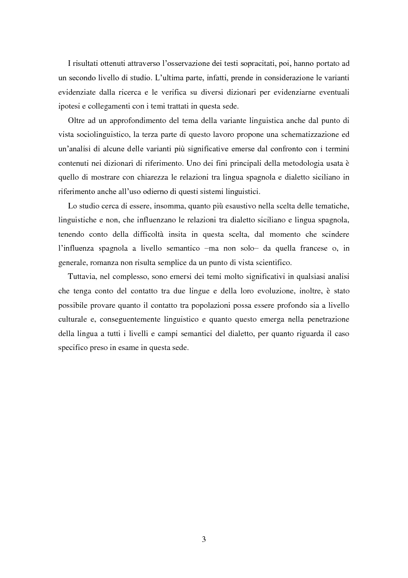 Anteprima della tesi: La dominazione spagnola in Sicilia: eredità linguistiche, Pagina 3