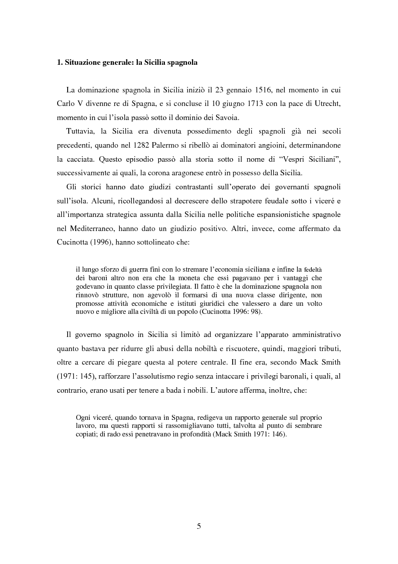 Anteprima della tesi: La dominazione spagnola in Sicilia: eredità linguistiche, Pagina 5