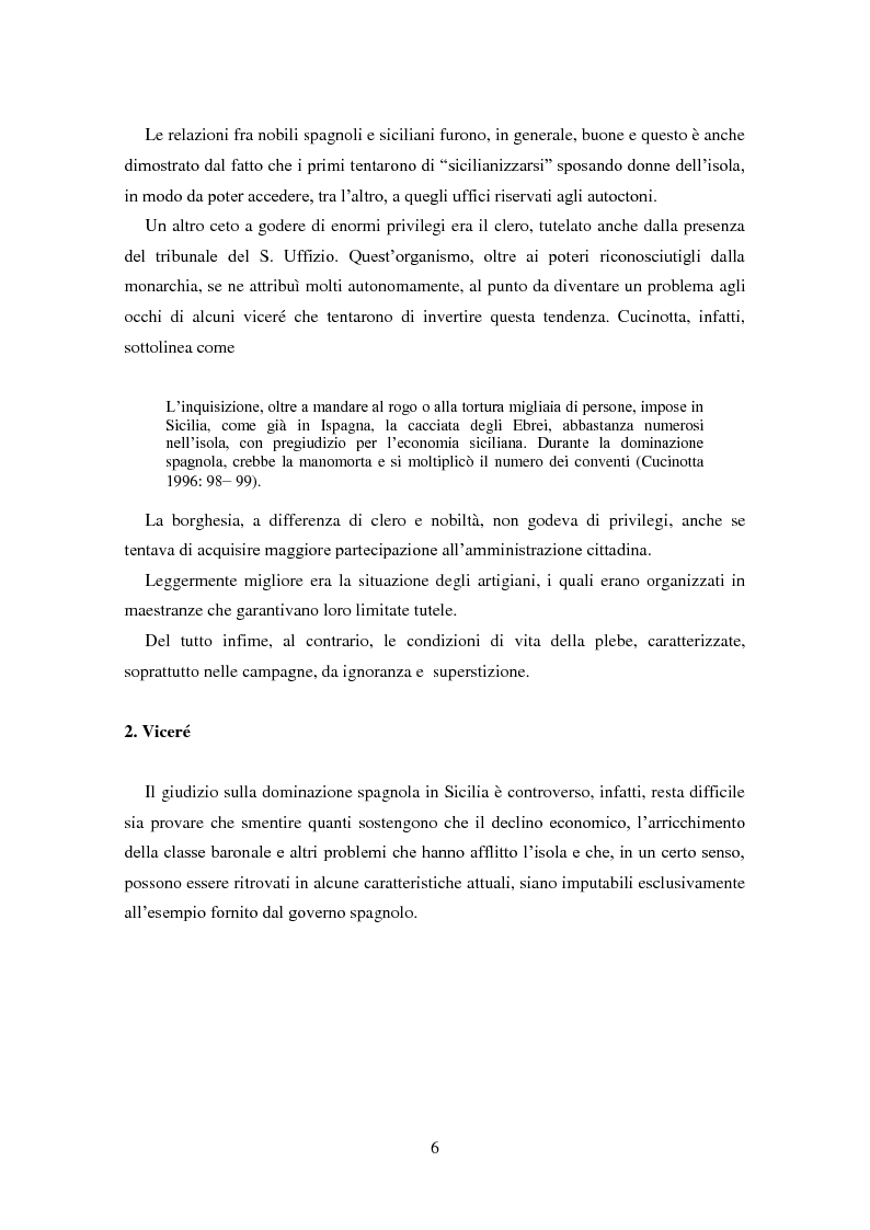 Anteprima della tesi: La dominazione spagnola in Sicilia: eredità linguistiche, Pagina 6