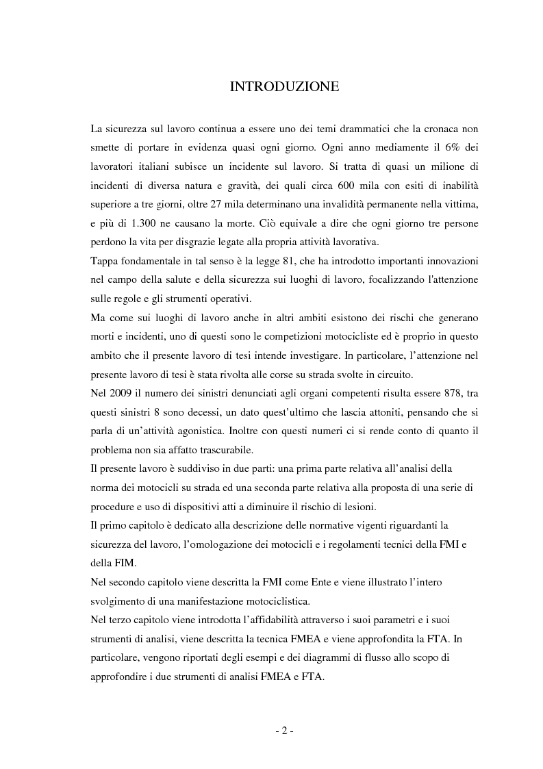 Anteprima della tesi: Miglioramento della sicurezza nelle competizioni motociclistiche: analisi comparata tra normativa vigente ed affidabilità dei sistemi, Pagina 2