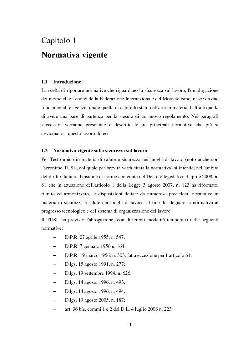 Anteprima della tesi: Miglioramento della sicurezza nelle competizioni motociclistiche: analisi comparata tra normativa vigente ed affidabilità dei sistemi, Pagina 4