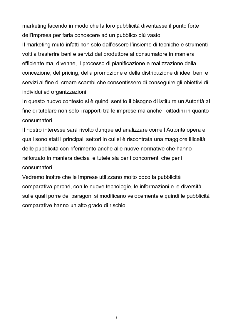 Anteprima della tesi: Il controllo dell'autorità garante per la concorrenza e il mercato sulla pubblicità comparativa e ingannevole, Pagina 2