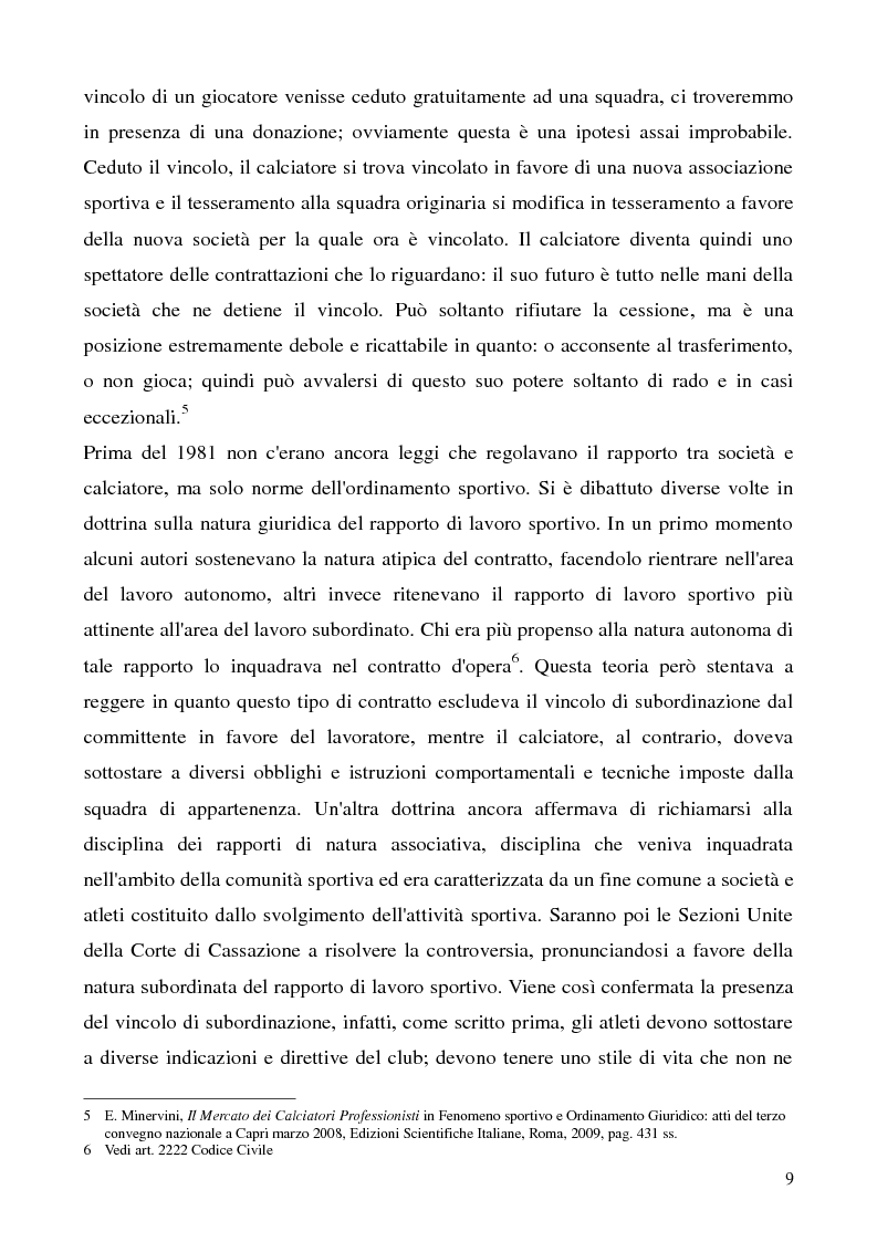 Anteprima della tesi: La cessione del contratto del calciatore, Pagina 6
