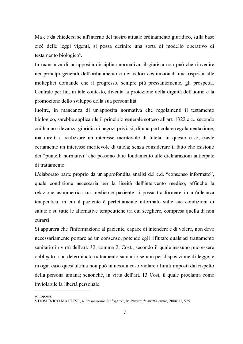 Anteprima della tesi: Il testamento biologico, Pagina 3