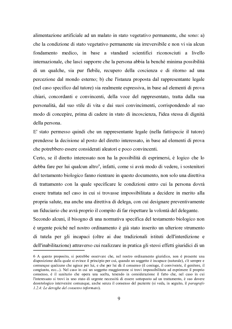 Anteprima della tesi: Il testamento biologico, Pagina 5